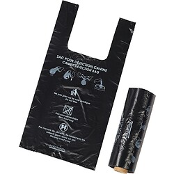 Sacs polyéthylène 15 microns à bretelles pour déchets canins - rouleau de 200 sacs