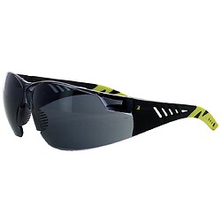 Lunettes Lerins Run. Oculaire Fumé , branches jaune et noir - anti-rayures et anti-buée, Nez souple en silicone