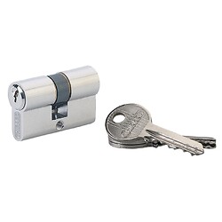 Cylindre double ''extra small'' laiton nickelé 25 X 25 mm 3 clés
