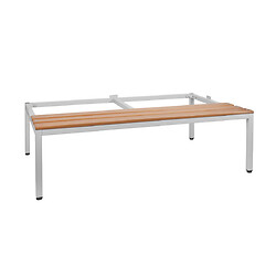Socle banc avec assise et vérins de réglage pour vestiaire 4 cases industrie propre et 3 cases industrie salissante gris