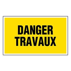 Panneau rectangulaire rigide, dimensions 330 x 200 mm, désignation ''Danger travaux''
