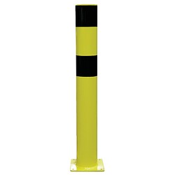 Poteau de protection acier avec platine Pot noir et jaune tube Ø 159 mm hauteur 120 cm