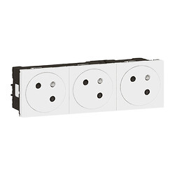 Prise multi supports programme Mosaic 3x2P+T à 45° bornes automatiques 6 modules blanc