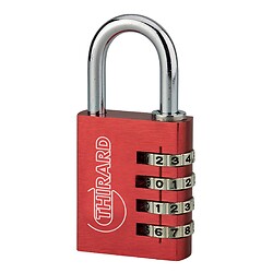 Cadenas aluminium à code rouge 30mm 4 virolles anse acier nickelé D6mm - ALUCODE