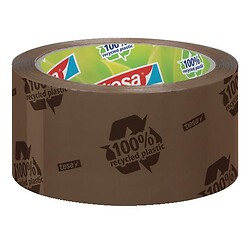 Ruban adhésif d'emballage ecologo® marron à base de matières 100% recyclées et sans solvant - rouleau de 66 m x 50 mm