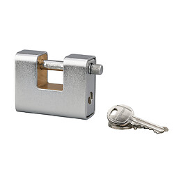 Cadenas rectangulaire en acier monoboque bindé 80mm anse acier chromé D12mm + 3 clés - LAND