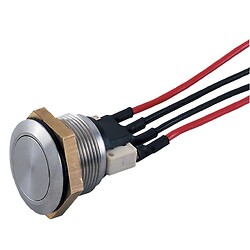 Bouton poussoir seul inox avec pré-câblage.