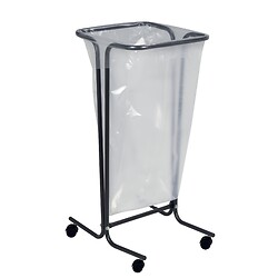 Support tubulaire sur roulettes Tubag pour sacs de 110l acier poudré maintien du sac par tension coloris gris manganèse
