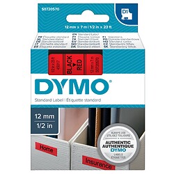 Ruban D1 pour étiqueteuses DYMO® LabelManager 160 et 420P cassette largeur 12mm longueur 7m ruban rouge texte noir