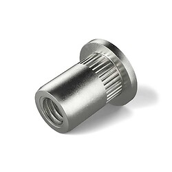Écrous à sertir RIVKLE® inox moleté tête plate M8 gamme de serrage 3 à 5,5mm boîte de 100 pièces