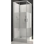 Cabine de douche carrée à portes coulissantes Izibox 2 avec parois en vitrage sérigraphié - 90 x 90 cm