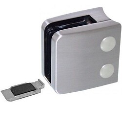 Pinces à verre pour garde-corps - modèle 06 - carré 55x55 mm - support tube 42,4 - inox 316 brossé