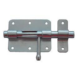 Verrou de box à bouton en acier zingué blanc pêne Ø 10 mm