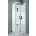 Cabine de douche carrée porte battante Surf 6 à parois en verre opaque - 80 x 80 cm