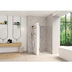 Porte pivotante sans seuil Smart Design P 80 cm - installation en niche - profilé chromé et verre transparent