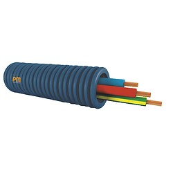 Gaine ICTA préfilée 3x2,5mm² Ø 20 mm HO7V-U bleu-rouge-vert/jaune couronne 100 m