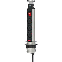 Brennenstuhl Multiprise TOWER POWER encastrable, 3 prises, avec 2m de câble