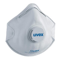 Masque de protection respiratoire jetable FFP1 à coque Uvex silv-Air 2110 avec soupape - boîte de 15