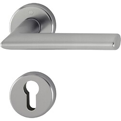 Béquille double sur rosaces rondes Stockholm ep 38-47 mm finition aspect inox clé I