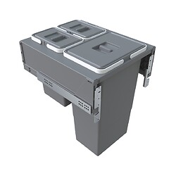 Poubelle de cuisine grande capacité Block 2.0 - fixation sur la façade - profondeur 478 mm - largeur caisson 450 mm - 2 x 35 L