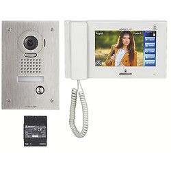 Kit vidéo encastré avec 1 platine JPDVF, 1 moniteur JP4MED & 1 alimentation PS2420DM