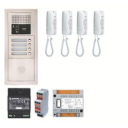 Pack collectif audio, encastré, module percé pour T25 / VIGIK® - 4 postes GT1D (1 x 3 modules)