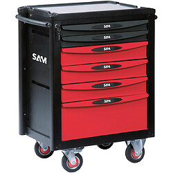 Servante Stop+ servi-640z rouge et noir - 6 tiroirs et plateau ABS/aluminium