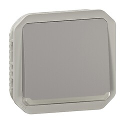 Poussoir NO lumineux composable 10 A étanche Plexo gris