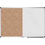 Tableau combiboard côté blanc acier magnétique émaillé côté revêtement liège naturel H 60 x L 90cm