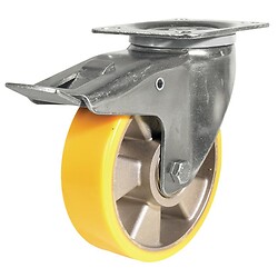 Roulette pivotante à blocage sur platine roue althane pour charges lourdes - Fortainer