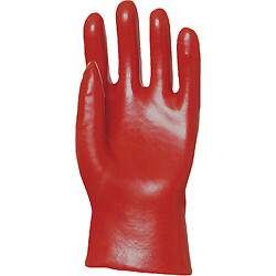 Gants EUROSTRONG 3520 PVC rouge enduction standard 27 cm sachet de 10 paires taille 9