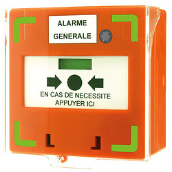 Déclencheur manuel orange 3 cts LED/buz 12/24/48V DC Reset façade+capot,2 clés,scellé