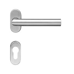 Béquille double sur rosace étroites Rhodos pour porte chassis, inox satiné, Ø 19, 1 paire