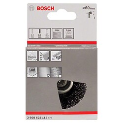 Brosse boisseau sur tige à fils d'acier ondulés diamètre 60 mm diamètre fil 0,30 mm