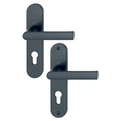Ensemble sur plaques Ligne Hambourg entraxe 165 mm carré de 7 mm pour porte ep 38-47 mm finition noir mat clé I