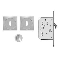 Poignées cuvettes porte à galandage, carrées, inox satiné, 1 set, épaisseur de porte de 40 à 42 mm, série EPDQ 3 BB