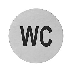 Panneau indicateur mural rond "WC" en inox satiné, EZ200 W
