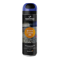 Traceur aérosol marquage de chantier fluorescent S-MARK bleu, tenue 3 à 6 mois - 500ml