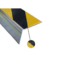 Nez de marche cornière large avec antidérapant pour intérieur / extérieur 3000x60x46 mm jaune / noir
