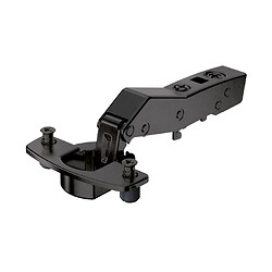 Charnière invisible 95° amortissement intégré, Sensys 8639i W30, noir obsidien, en applique, avec manchons à expansion, entraxe 52 X 5,5 mm, coudure 0 mm, cond. 20