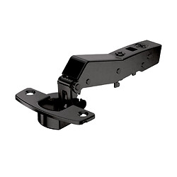Charnière invisible 95° amortissement intégré, Sensys 8639i W45, noir obsidien, en applique, à visser, entraxe 52 X 5,5 mm, coudure 0 mm, cond. 50