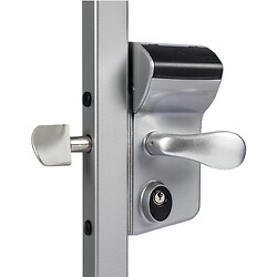 Serrure à code mécanique pour portail coulissant pour profil carré de 40 mm coloris argent