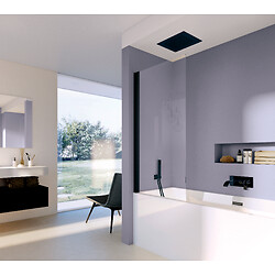 Pare-baignoire 1 volet pivotant 180° Paama 140x80 cm verre clair 5 mm argent noir mat