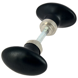 Bouton double ovale 1 portée carré de 6 mm coloris noir mat finition nickel mat