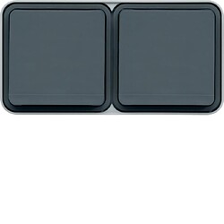 Prise double horizontale 2P+T saillie gris IP55 IK07 Cubyko