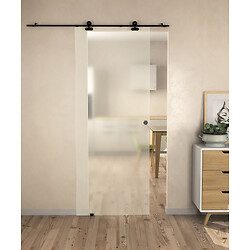 Kit porte coulissante Sable 72,5x200,5 cm en verre 8 mm + rail