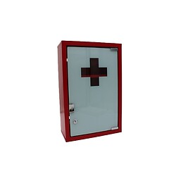 Armoire à pharmacie rouge avec 1 porte en verre