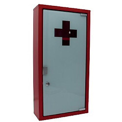Armoire à pharmacie rouge 1 porte en verre - 600 x 300 x 120 mm
