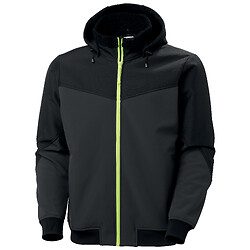 Softshell doublé hiver Oxford coloris noir liseret jaune taille 4XL