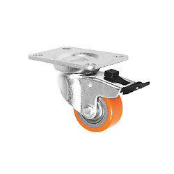 Roulette surbaissée 50mm 150kg pivotante frein platine, Acier/PU 50x25, Rlt billes